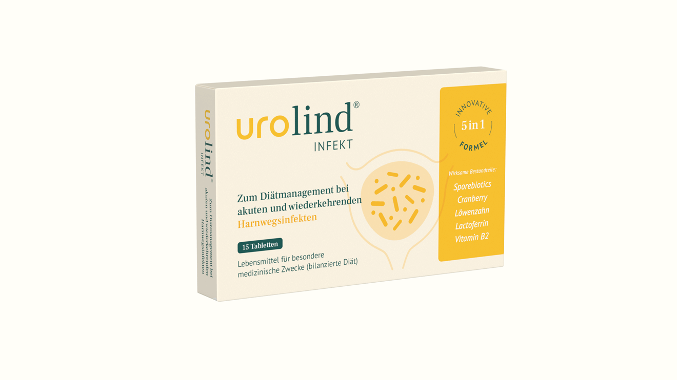 Urolind® INFEKT bringt das Mikrobiom der Blase wieder ins Gleichgewicht. Es kann bei akuten, unkomplizierten Blasenentzündungen eingesetzt werden, sowie vorbeugend bei Wiederkehrenden.